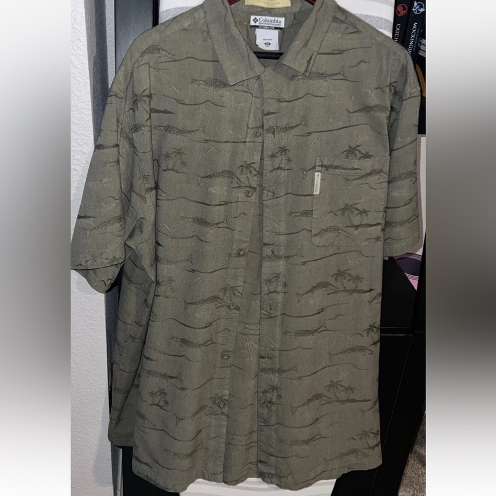 Columbia River Lodge Men's XXL Green Fishing Casual Button Down Shirt